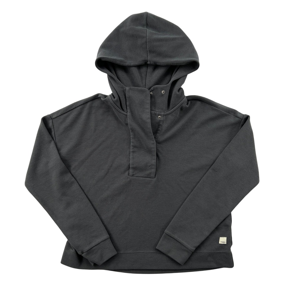 Vuori Bayview Waffle Snap Hoodie Women XS VW263 Charcoal Gray Athleisure‎ Lounge